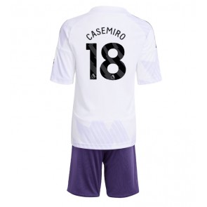 Manchester United Casemiro #18 Bortaställ Barn 2025-26 Kortärmad (+ Korta byxor)